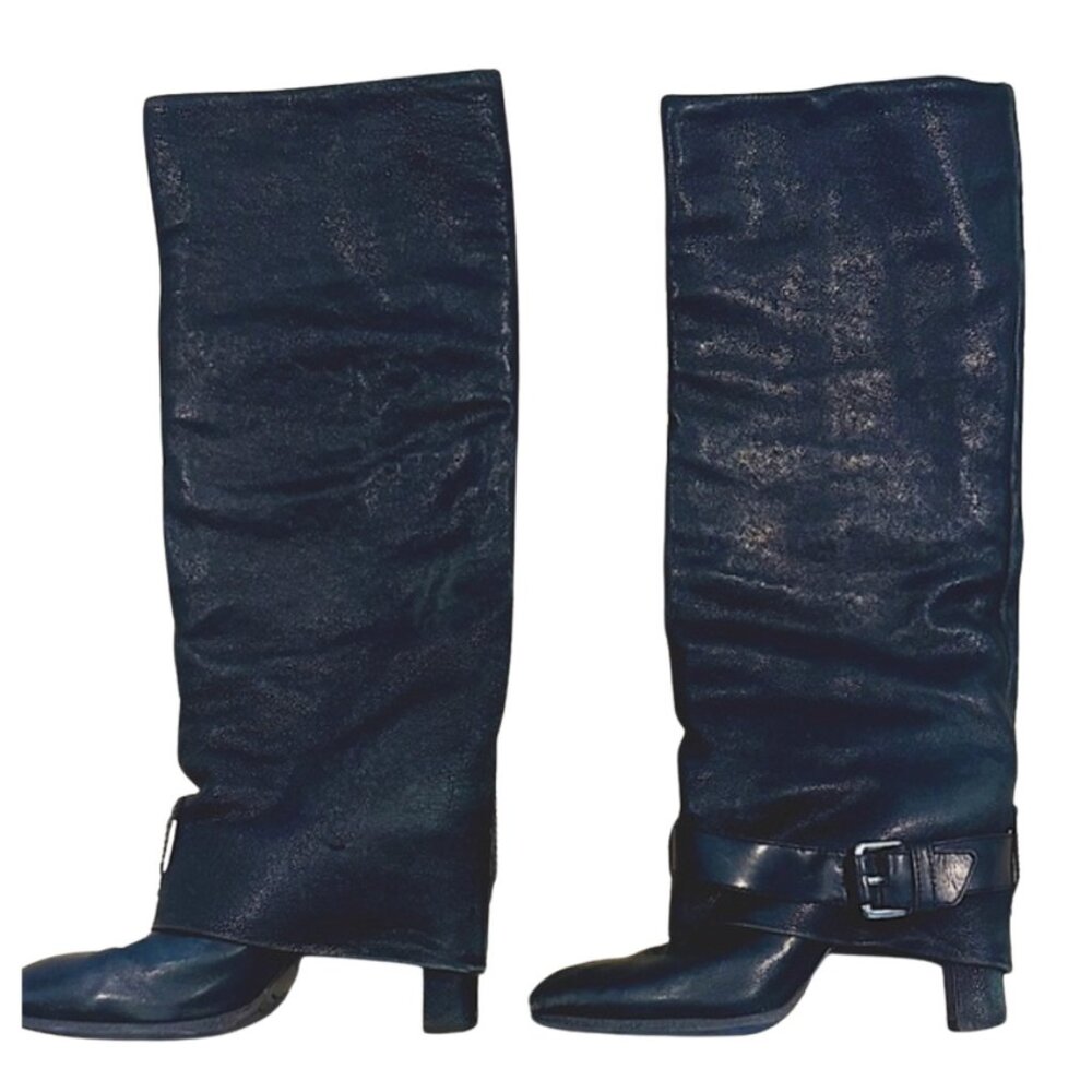 Theory Wiley Black Leather Knee-High Boots | Size 39